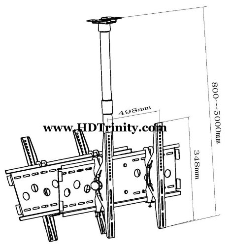 Rotero LCD Plasma Dual HDTV Ceiling Mount - Fully Adjustable Tilt Swivel Extend for 26