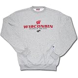 Wisconsin Badgers with Puck Gray Crew Sweatshirt