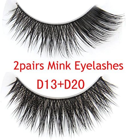 D-13+D20 2 PAIRS luxurious 100% Real Mink Thick Soft Cross False eyelashes fake eye lashes makeup