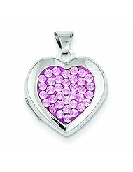 Genuine .925 Sterling Silver Pave Pink Swarovski Elements 15mm Heart Locket 0.8 Grams. 100% Satisfaction Guaranteed.