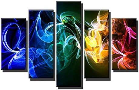 LYGLO Prints Colorful Cloud Abstract Oil Painting Canvas Wall Art For Living Room Home 5pcs/set framed Size 40"W x 20"H overall
