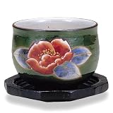 九谷焼 いっぷく碗 「椿文」（茶托付）創正窯　陶器 和食器 湯のみ