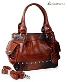 Dark Brown Crocodile / Gator Print Lady Purse Shoulder Bag for 10.1