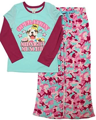 Tweenklz Big Girls' "Operation Munchie" 2 Piece Pajama set (medium (8 - 10))