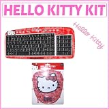 Hello Kitty Red USB Keyboard + Hello Kitty Red Mouse Pad With Wrist Rest