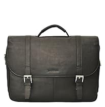 Samsonite Colombian Leather Flapover Case (One Size, Black/Chrome)
