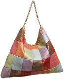 SR SQUARED by Sondra Roberts Patchwork Linen Hobo