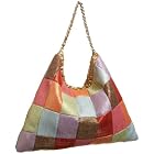 SR SQUARED by Sondra Roberts Patchwork Linen Hobo
