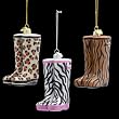 Club Pack of 12 Noble Gems Glass Animal Print Rain Boot Christmas Ornaments 4"