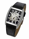 Accurist MS248B Gents stone set skeleton leather strap watch