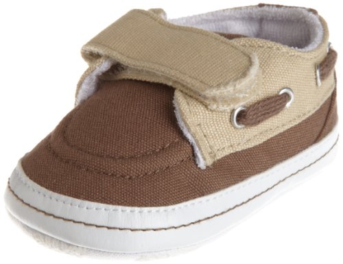 Little Me Baby-Boys Newborn Canvas Deck Shoes, Brown/Beige, 9-12 Months