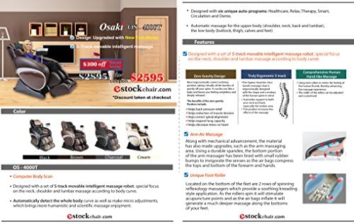 Osaki Os-4000t Massage Chair Design and New Foot Roller Upgraded S-track Movable Intelligent Massage Comprehensive Hand-like Massage (Cream)