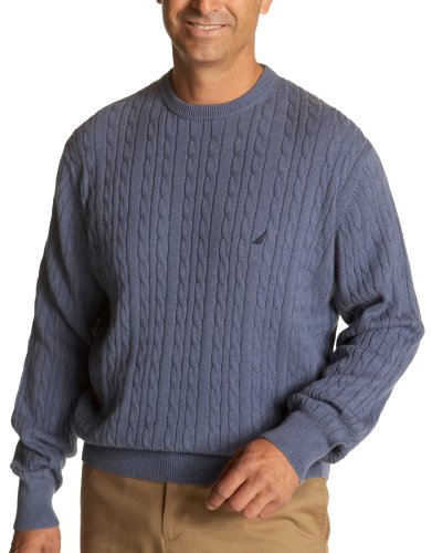 Nautica Men's Long Sleeve Allover Cable Crewneck Sweater