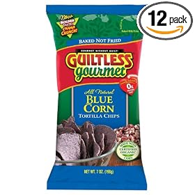 Guiltless Gourmet Organic Baked Tortilla Chips, Blue Corn, 7-Ounce Bags (Pack of 12)