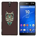 BearCase / Hard Back Shell Plastic Case Protection Cover /// Sony Xperia C5 Ultra /// Teal Wolf Artistic Minimalist Dog