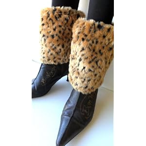 Best Cheetah Faux Furry Leg Warmer Cuff Muff Boot Cover 7