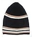 Medium Size Black with White & Brown Nylon Stretchy Kufi Hat Skull Cap - Fits 22.5 inch Head Sizes