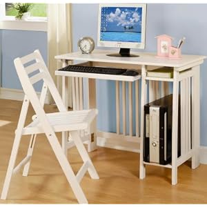 Ashland Bright White Computer Desk with Chair (2 Piece) Set