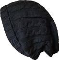 Black Cable Knit Oversize Beanie Hat