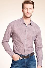 Slim Fit Autograph Pure Cotton Dobby Print Shirt