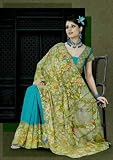 Turquoise Green Brasso Sequined Embroidered Georgette Sari