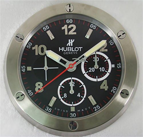 HUBLOT Silent Luminous Sweep Wall Clock, Silver+Black