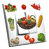 Decorupteur - Composition de legumes - Interrupteur double decore pour la touche deco finale de votre cuisine en va et vient - Decor indelebile - PAS D'ADHESIF -