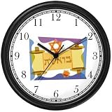 Toran Scroll No.3 Judaica Jewish Theme Wall Clock by WatchBuddy Timepieces (Hunter Green Frame)
