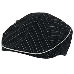 New Light Cotton Striped Ivy Cabbie Flat Cap Hat Large Extra Large Black