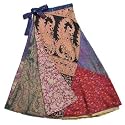 Reversible 3/4 silk sari wrap skirt by Jedzebel DN20