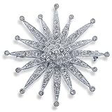 Bling Jewelry Jackie Kennedy Sterling Silver CZ Sunburst Brooch Pin