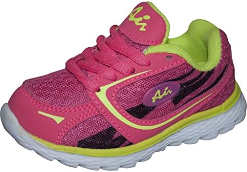 Air Athletic Toddler Coral/Neon Green Lightweight Breathable Crosstraining Shoes