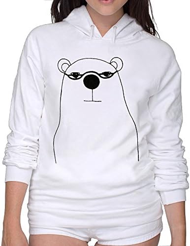 Womens Bear Organic Natural 80's Hooded Sweatshirt 100% Cotton