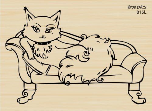 "Purr"fectly Comfortable Kitty Rubber Stamp By DRS Designs