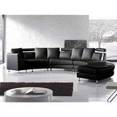 Rundes Ecksofa aus echtem Leder, Model "Rotunde", in Schwarz erh�ltlich