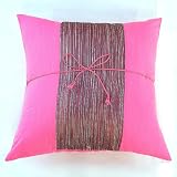 Stunning Handmade Cushion Cover / Pillow Sham With Silky Fuchsia-Black Filigree Detail