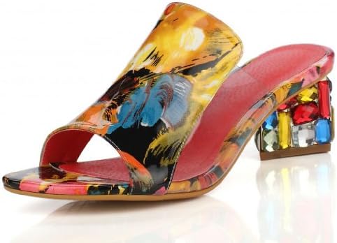 YiLianFang new 2014 genuine leather crystal rhinestone sandals shoes pumps