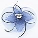 Womens Big Flower Mesh Feather Fascinator on Hair Clip and Brooch Deep Blue