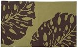 Trina Turk for Peking Handicraft New Leaf 3 by 5-Feet Hook Rug, Brown and Green