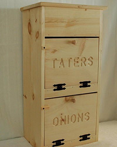 Handcrafted Solid Pine Vegetable Bin with Carved Doors