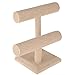 2-Tier Beige Woven Designer Series T-Bar Bracelet Watch Jewelry Stand Display