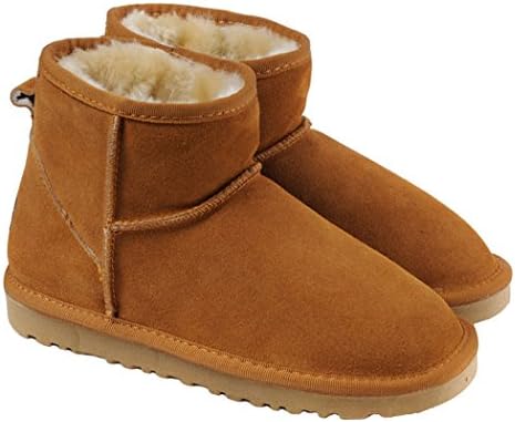 MILANAO Christmas Women Winter Frosted Leather Warm Flat Short Boots(7.5 B(M)US,chestnut)