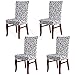 SHZONS™Super Fit Stretch Removable Washable Solid Dining Chair Slipcovers Seat Protector Covers(Pack of 4,GrayBlack)