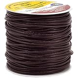 Mandala Crafts&reg; Round Colored Cowhide Leather Cord, 2mm, 20 Yards (Brown)