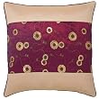 Decorative Handmade Cushion Cover / Pillow Sham With Gold Floral Design- Two Tone Wine Red & Beige