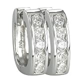 14K White Gold Diamond Hoop Earrings - 0.75 Ct.