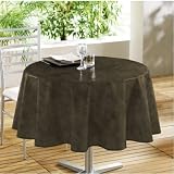 Nappe toile cirée Ronde Uni beton Noir D:160 cm