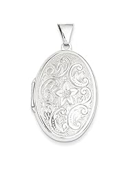 14k Wg 32mm Oval Flower With Scrolls Locket