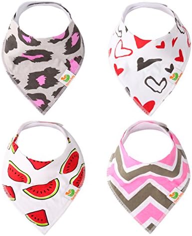 Taram Baby Bandana Drool Bib with two Adjustable Snaps Absorbent Organic Cotton (Melon Set)