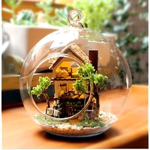 オシャレな球体ガラス ミニチュア ドール ハウス 山小屋 ログハウス プレゼントにおすすめ